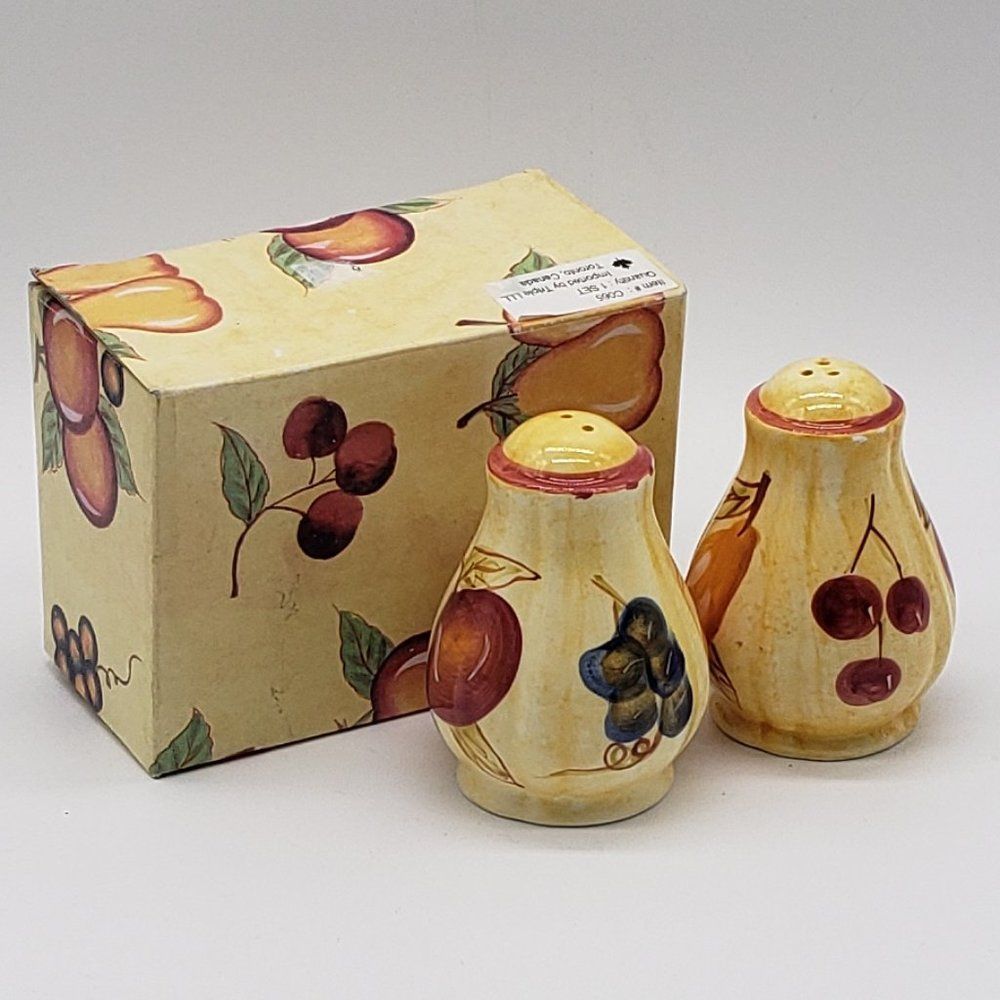 Yellow Red Variety Fruit Vintage Ceramic Salt & Pepper Shaker Set